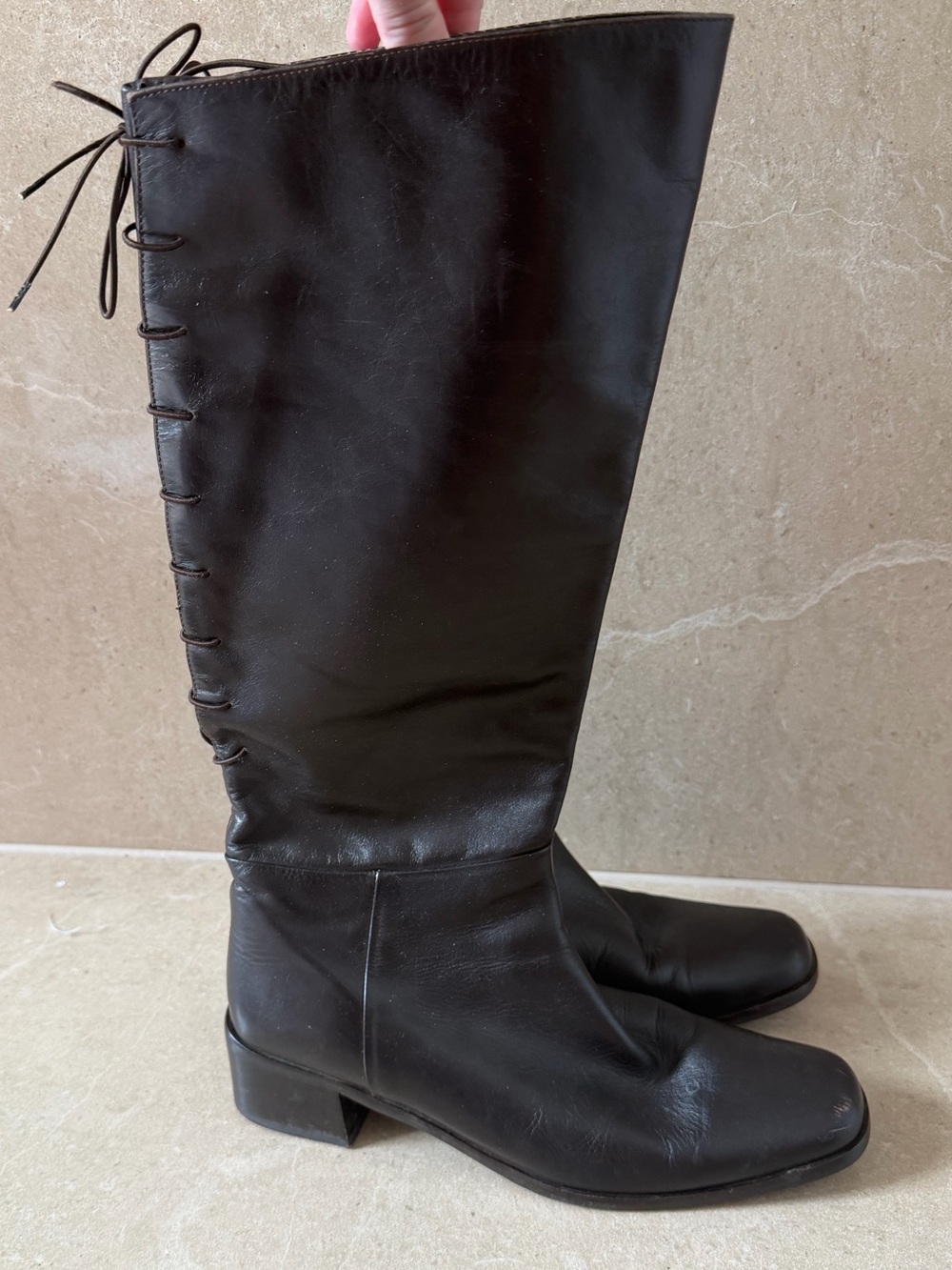 Gently Used - Sudini Italian Black Leather Knee-High Boots (US 9)